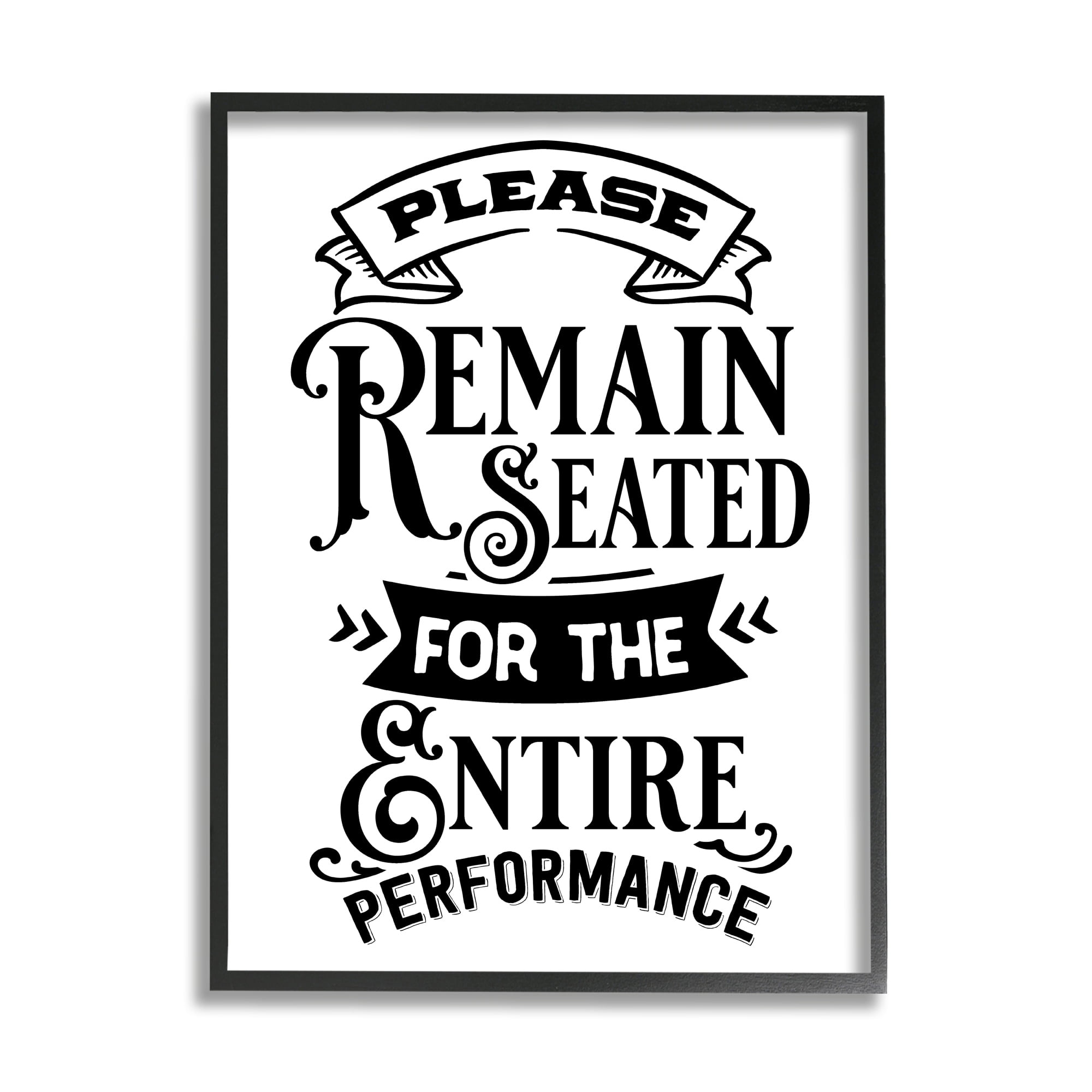 Stupell Industries Please Remain Seated Humorous Vintage Bathroom Saying Graphic Art Black Framed Art Print Wall Art, Design by Lettered and Lined
