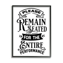 Stupell Industries Please Remain Seated Humorous Vintage Bathroom Saying Graphic Art Black Framed Art Print Wall Art, Design by Lettered and Lined