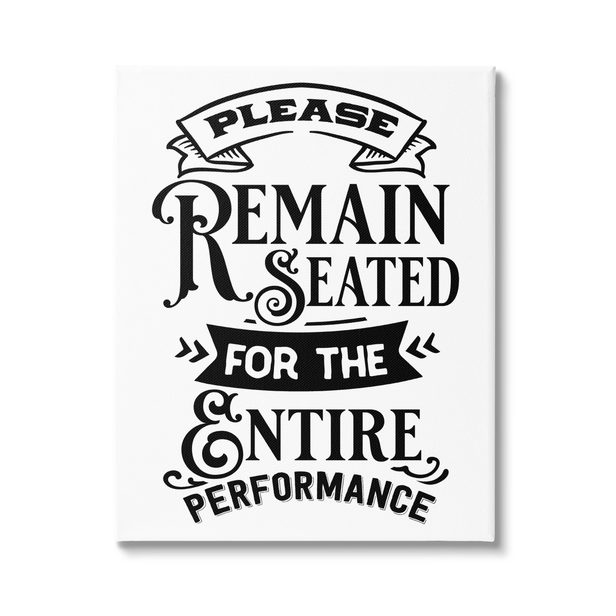 Stupell Industries Please Remain Seated Humorous Vintage Bathroom Saying Graphic Art Gallery Wrapped Canvas Print Wall Art, Design by Lettered and Lined