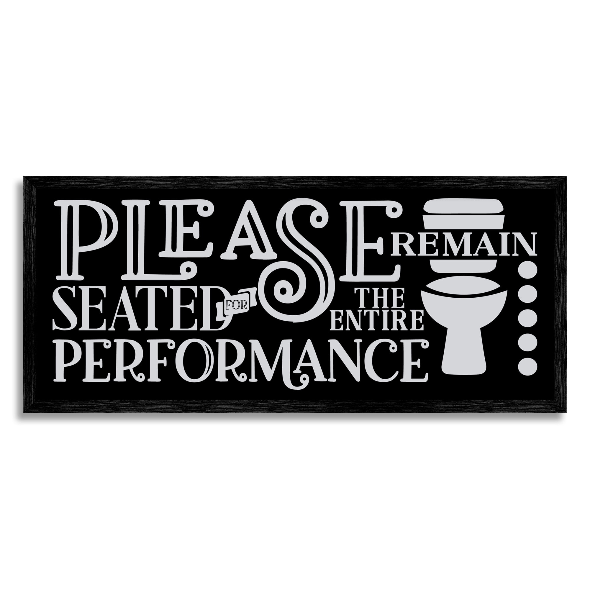 Stupell Industries Please Remain Seated Phrase Typography Painting Black Framed Art Print Wall Art, 30 x 13