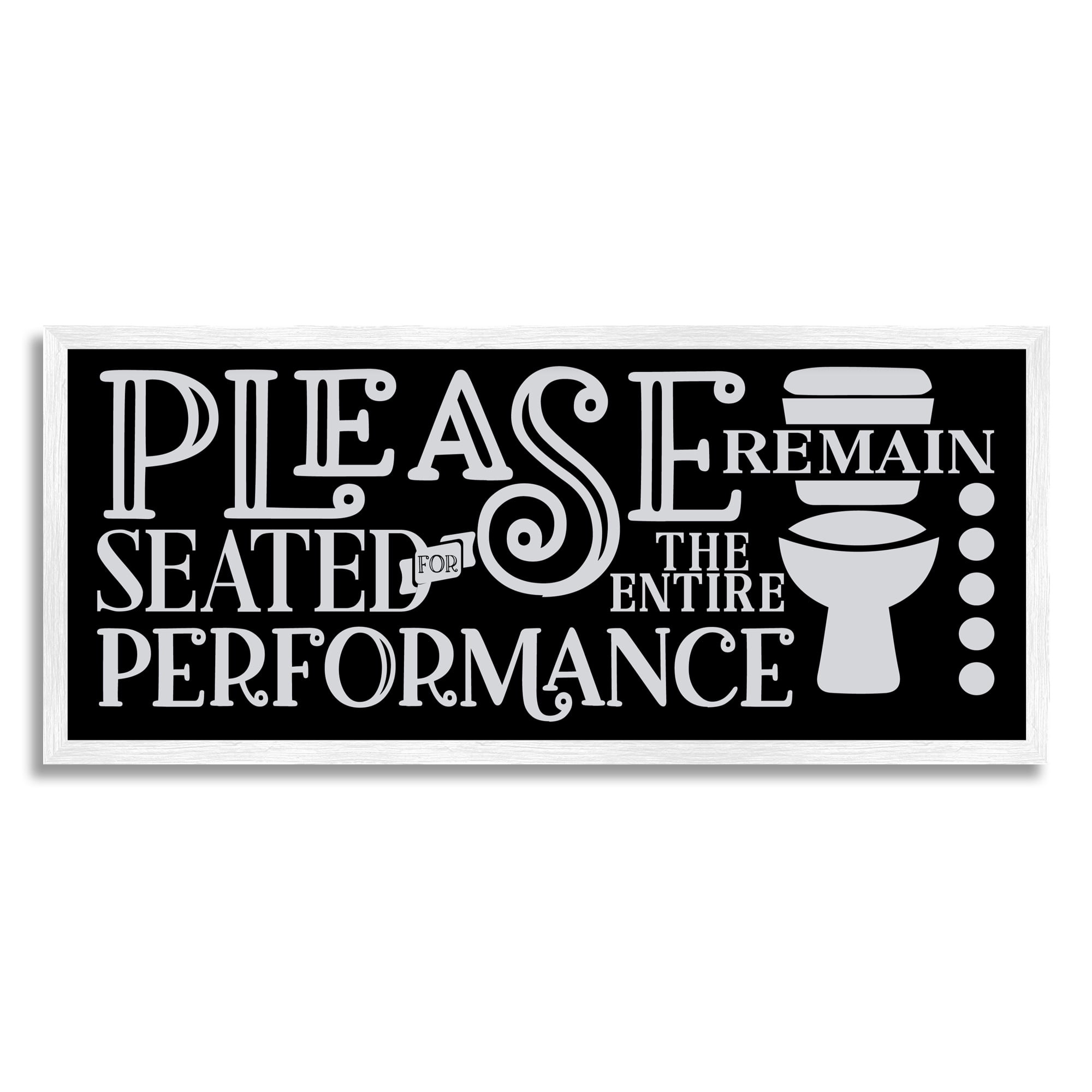 Stupell Industries Please Remain Seated Phrase Typography Painting White Framed Art Print Wall Art, 24 x 10