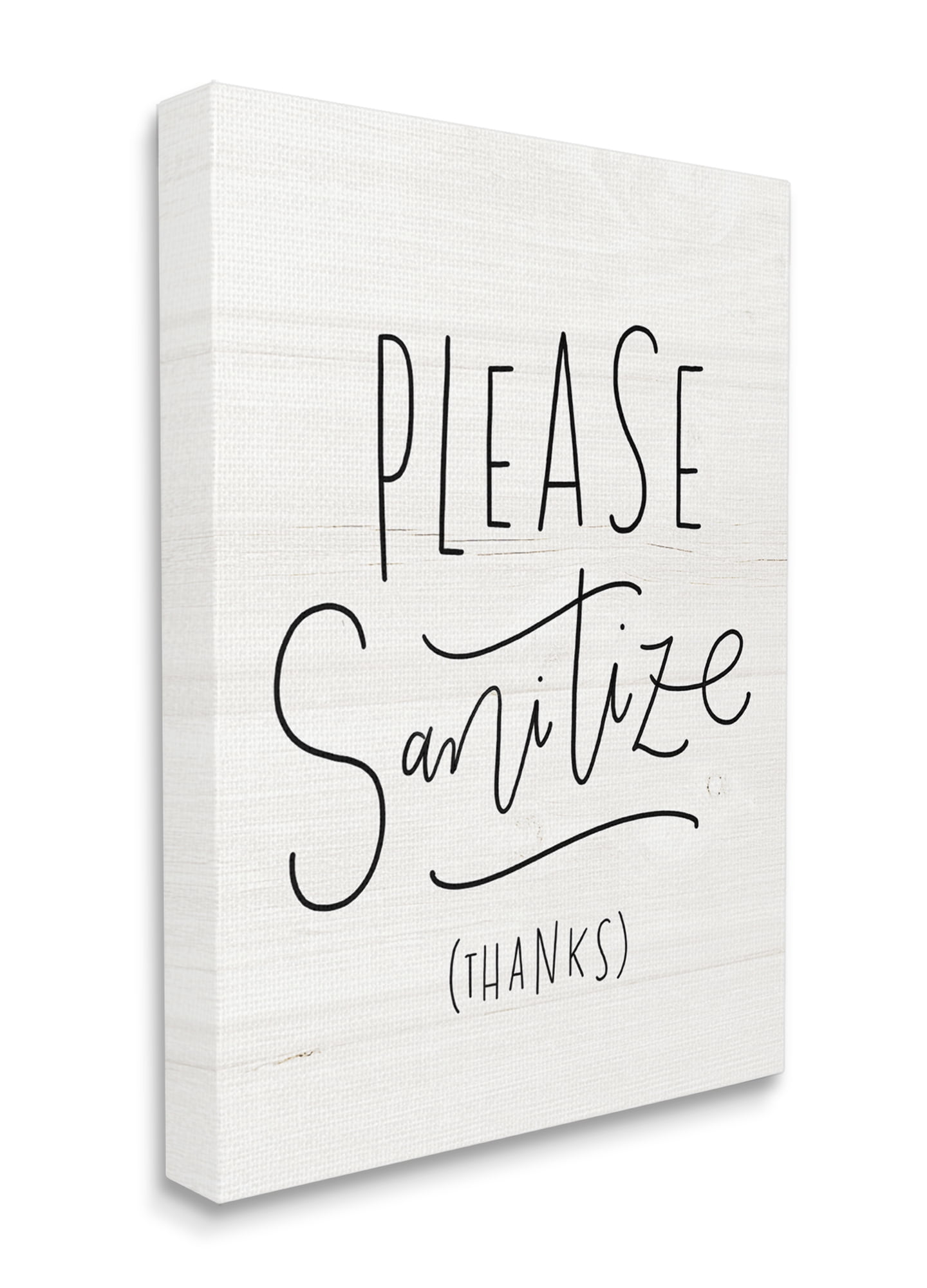 Stupell Industries Please Sanitize Phrase Minimal Rustic Text Canvas Wall Art, 16 x 20, Design by Loni Harris