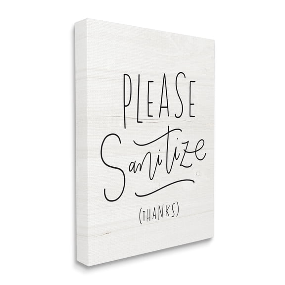 Stupell Industries Please Sanitize Phrase Minimal Rustic Text Canvas Wall Art, 16 x 20, Design by Loni Harris