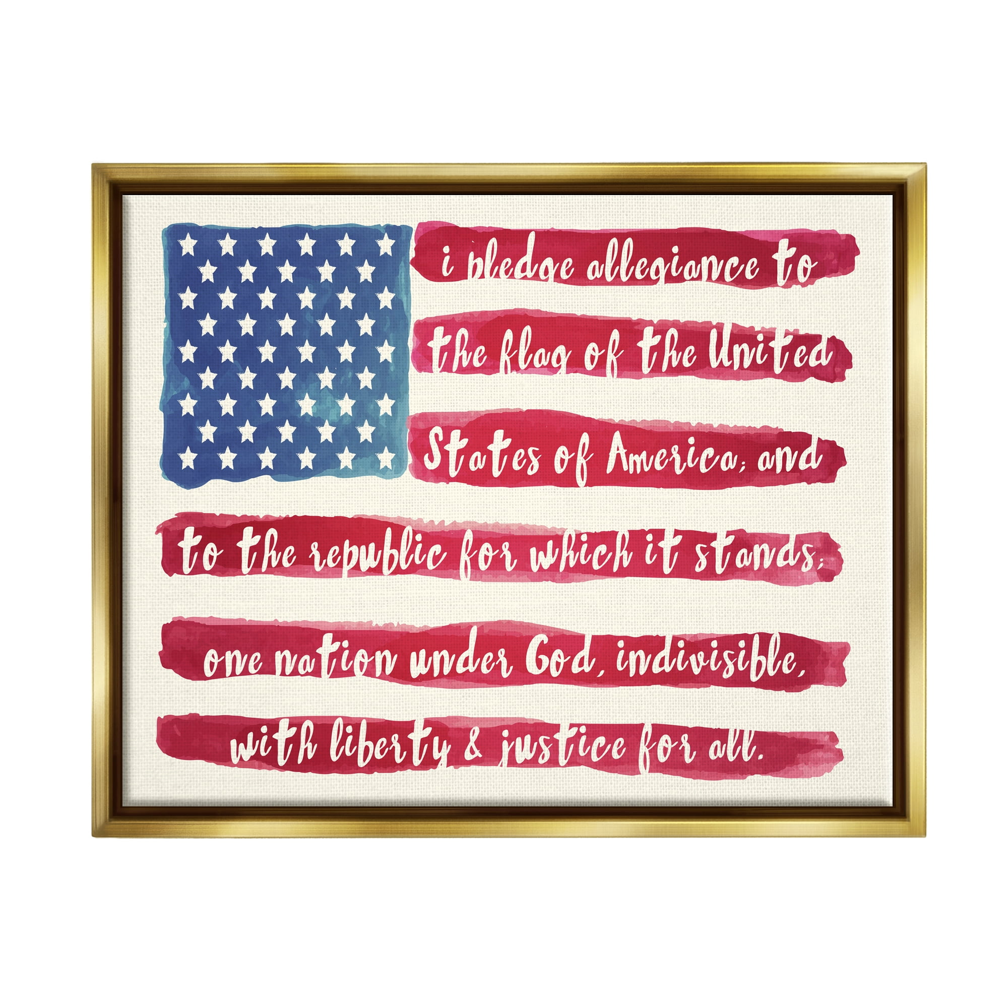 Stupell Industries Pledge of Allegiance American Flag Calligraphy ...
