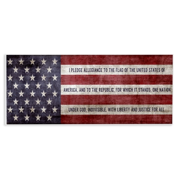 Stupell Industries Pledge Of Allegiance Flag Quotes and Sayings Painting Unframed Art Print Wall Art, 17 x 7