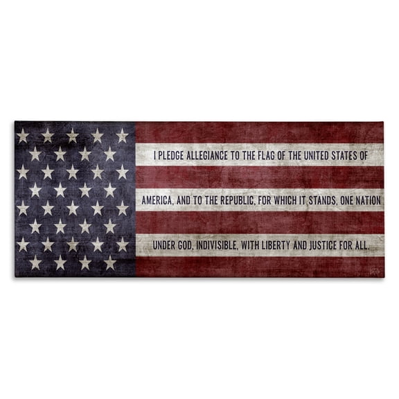 Stupell Industries Pledge Of Allegiance Flag Quotes and Sayings Painting Wrapped Canvas Canvas Art Print Wall Art, 24 x 10