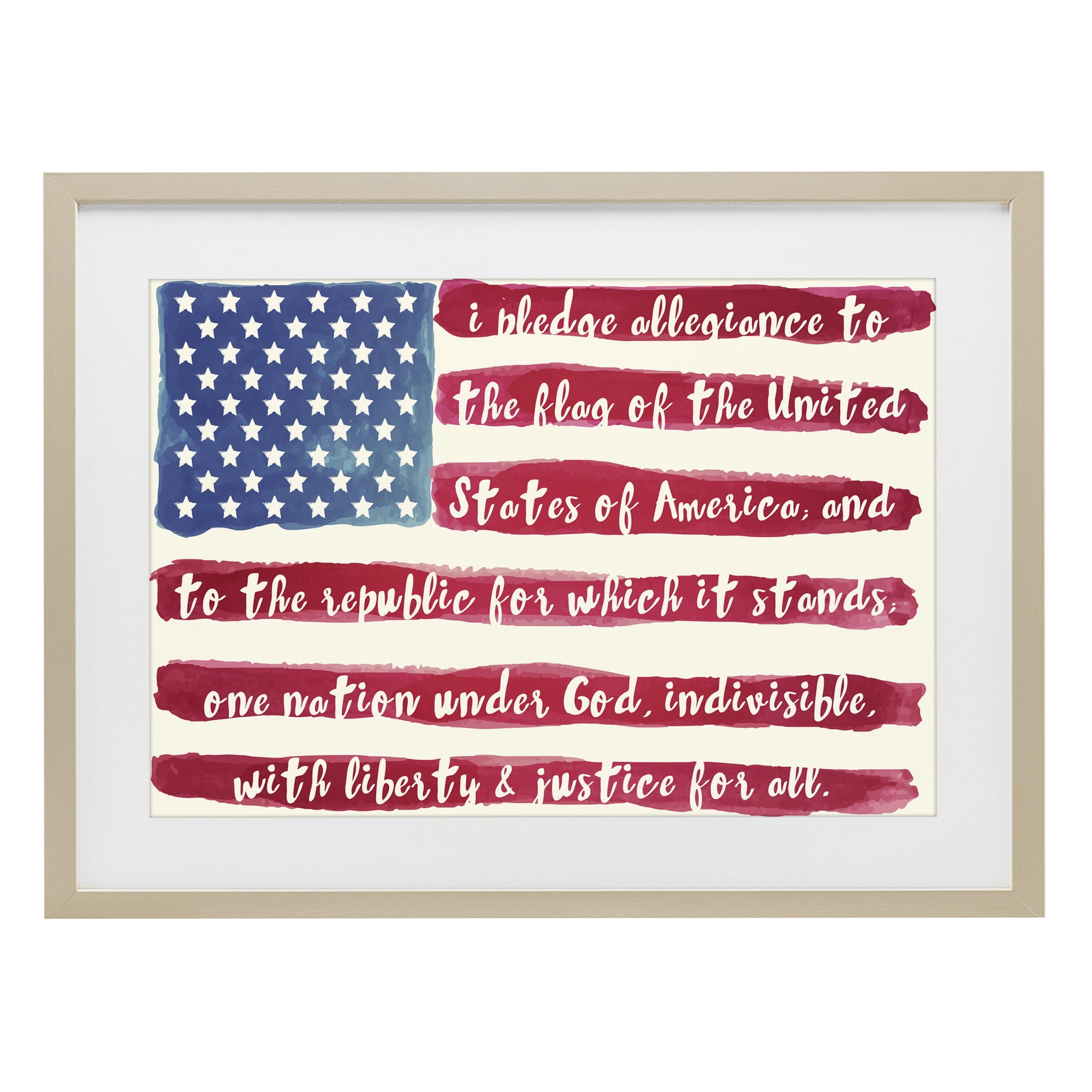 Stupell Industries Pledge Of Allegiance Flag Stripes Birch Framed Print Under Glass, design by Sophie 6