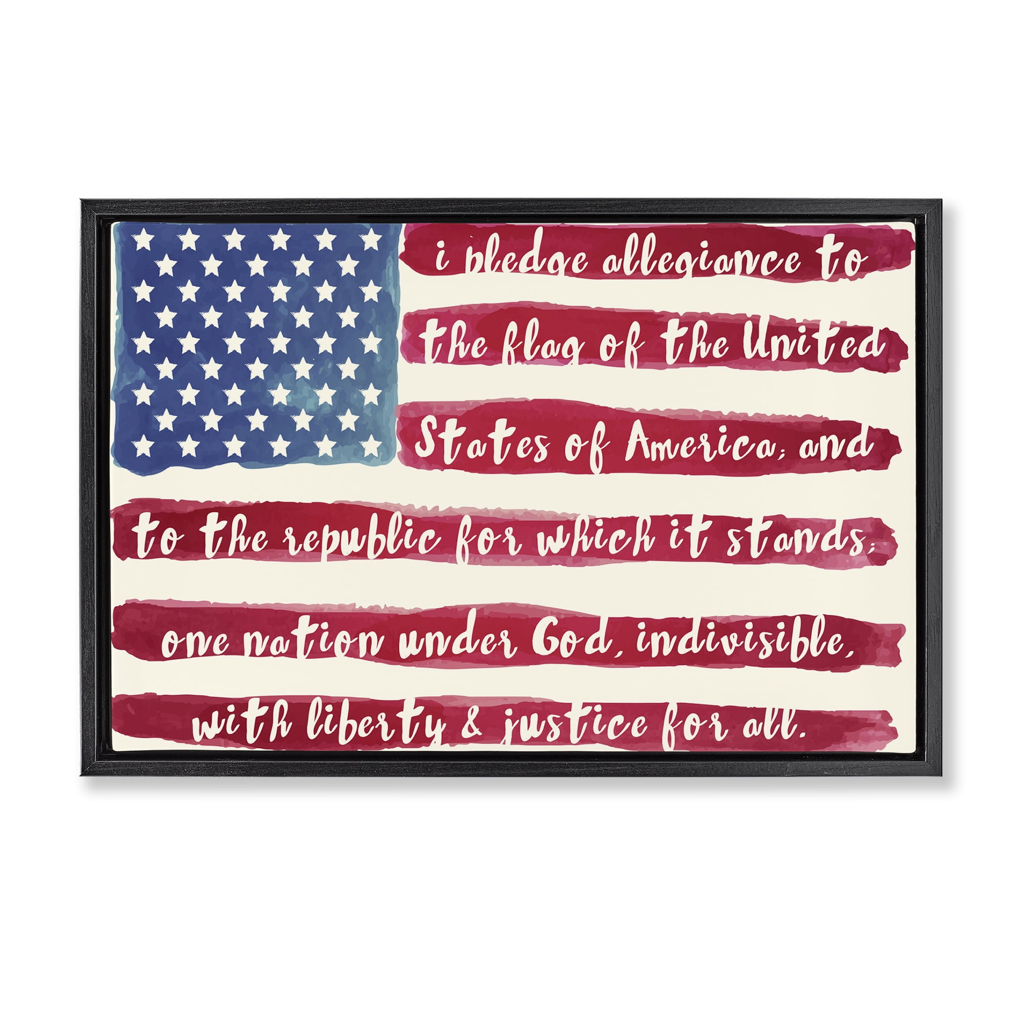 Stupell Industries Pledge Of Allegiance Flag Stripes Black Framed Floater Canvas Wall Art, design by Sophie 6