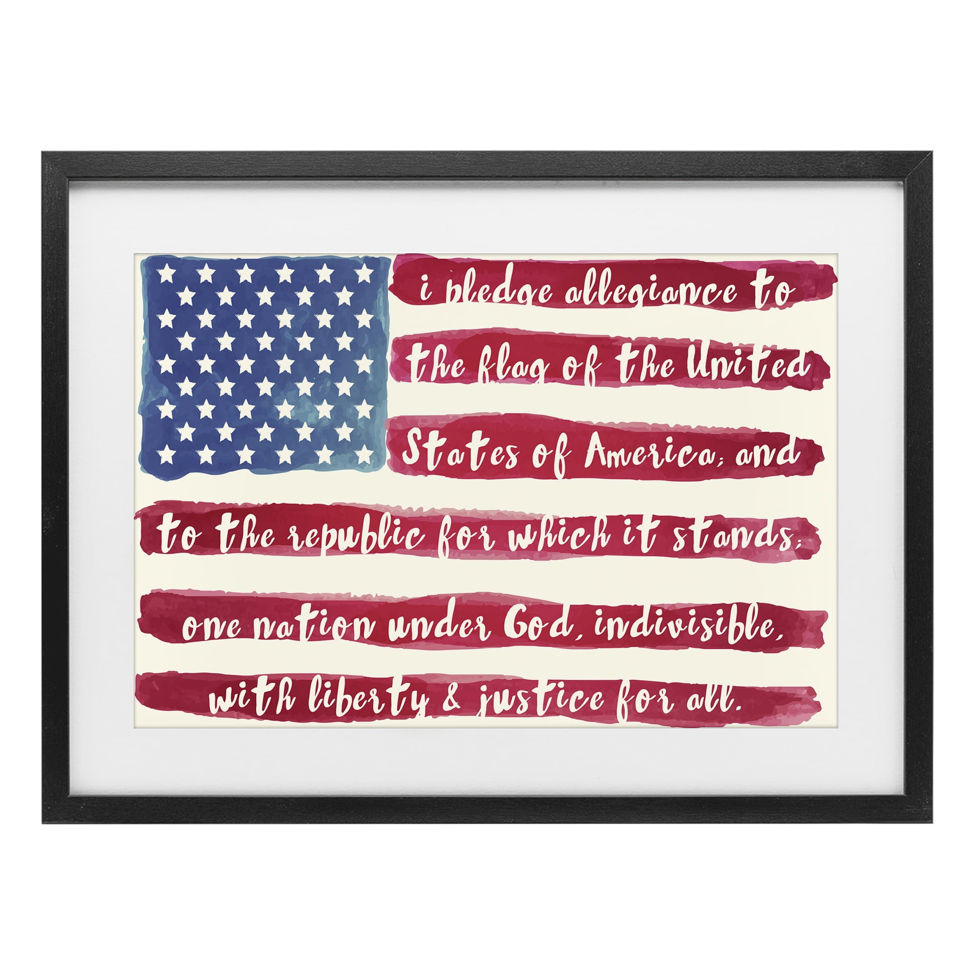 Stupell Industries Pledge Of Allegiance Flag Stripes Black Framed Print Under Glass, design by Sophie 6