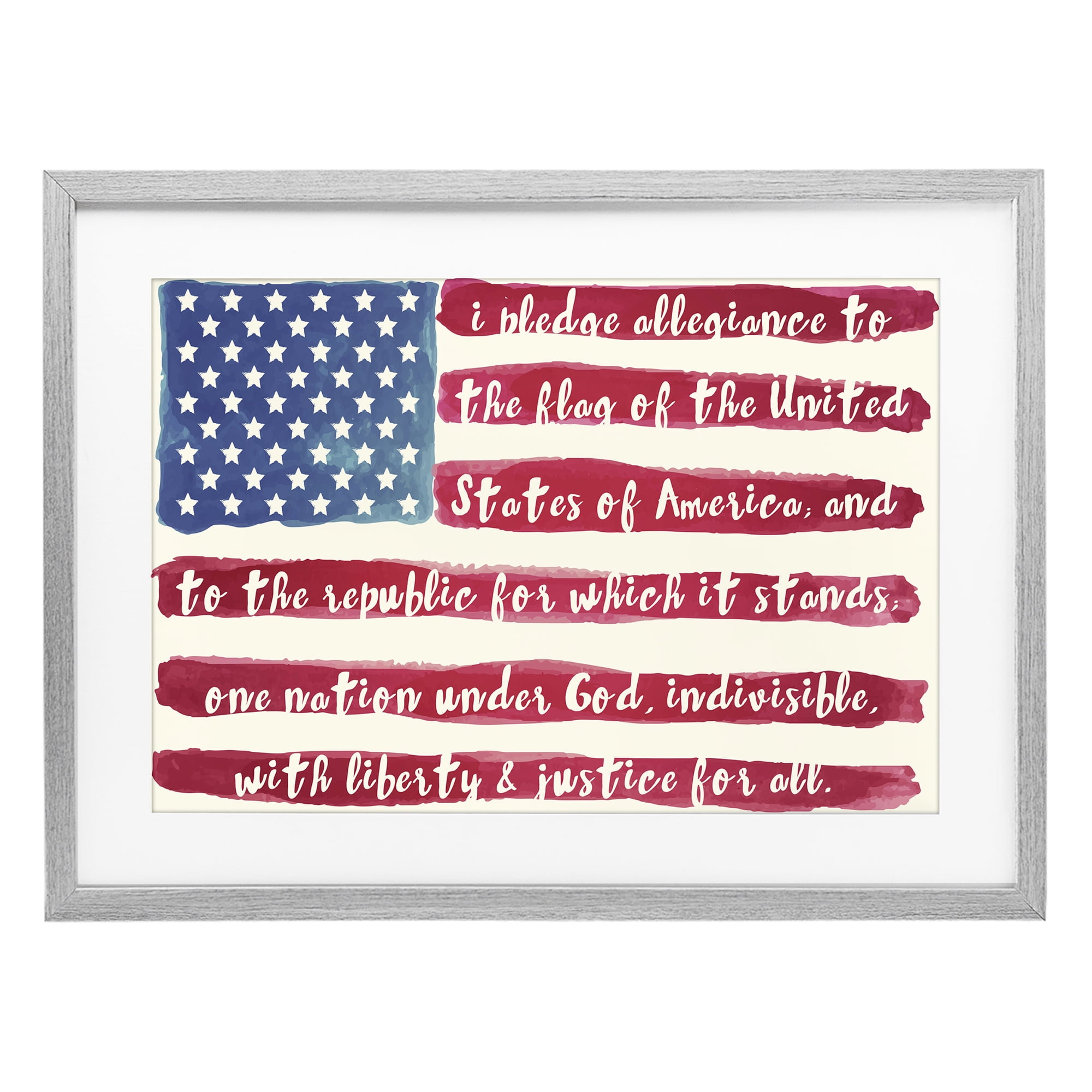 Stupell Industries Pledge Of Allegiance Flag Stripes Gray Framed Print Under Glass, design by Sophie 6