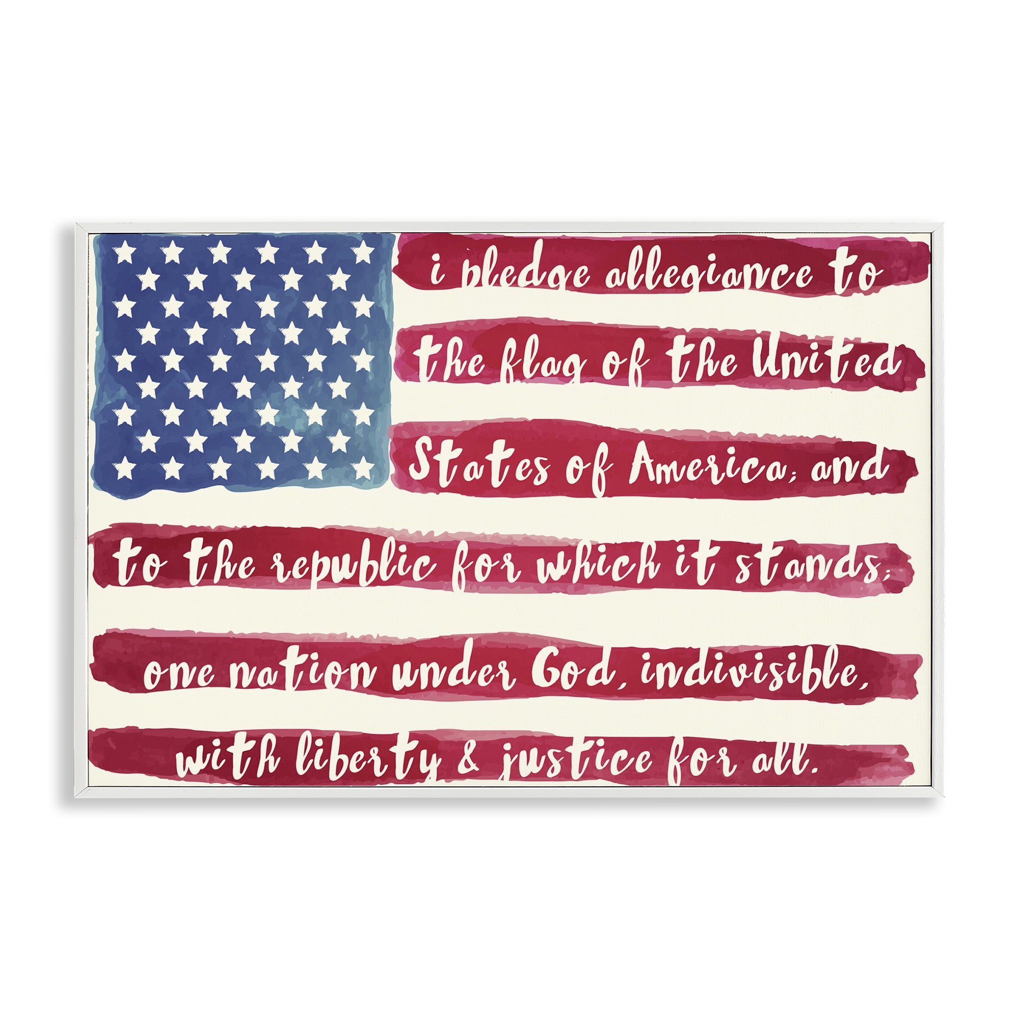 Stupell Industries Pledge Of Allegiance Flag Stripes White Framed Giclee Art, design by Sophie 6