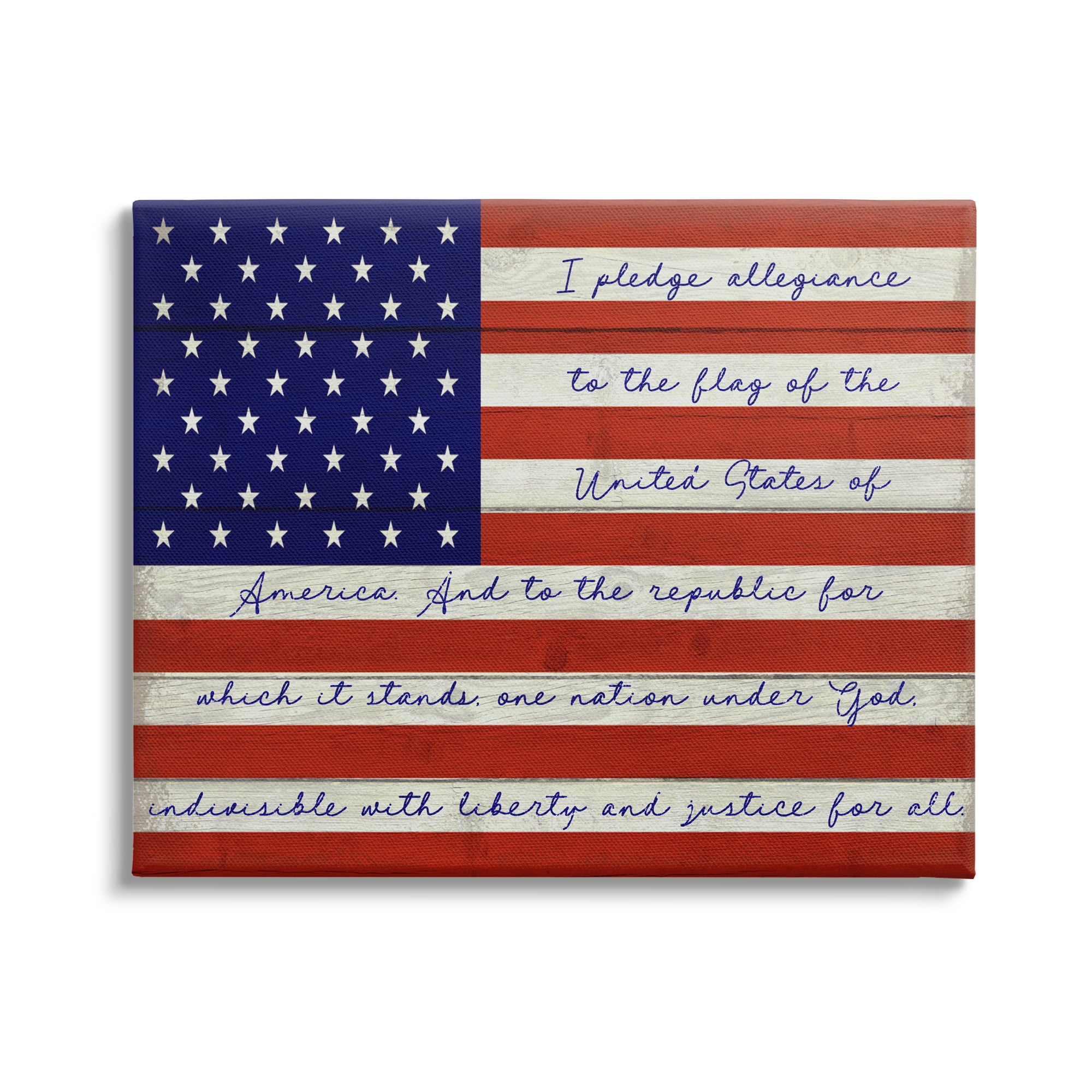 Stupell Industries Pledge of Allegiance Flag Inspirational Painting Gallery Wrapped Canvas Print Wall Art, 30 x 24