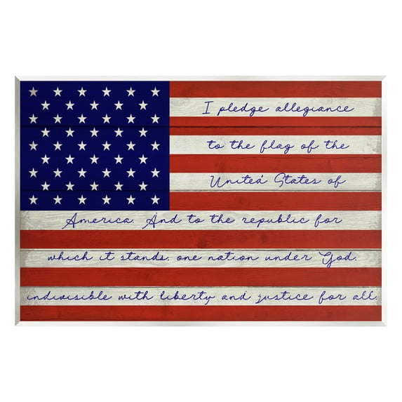 Stupell Industries Pledge of Allegiance Flag Inspirational Painting Unframed Art Print Wall Art, 19 x 13