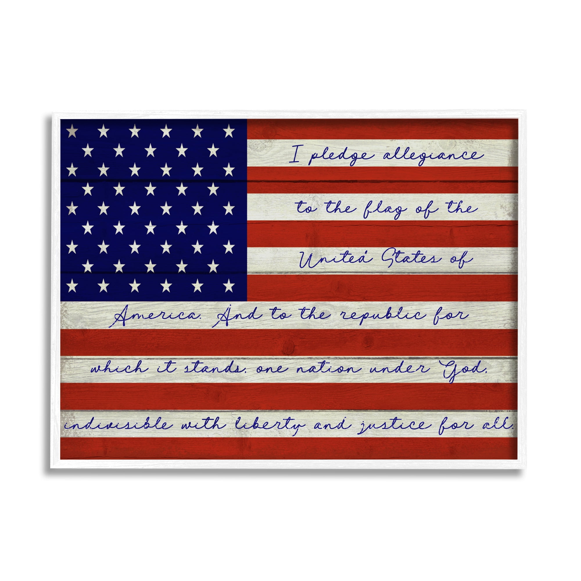 Stupell Industries Pledge of Allegiance Flag Inspirational Painting White Framed Art Print Wall Art, 20 x 16