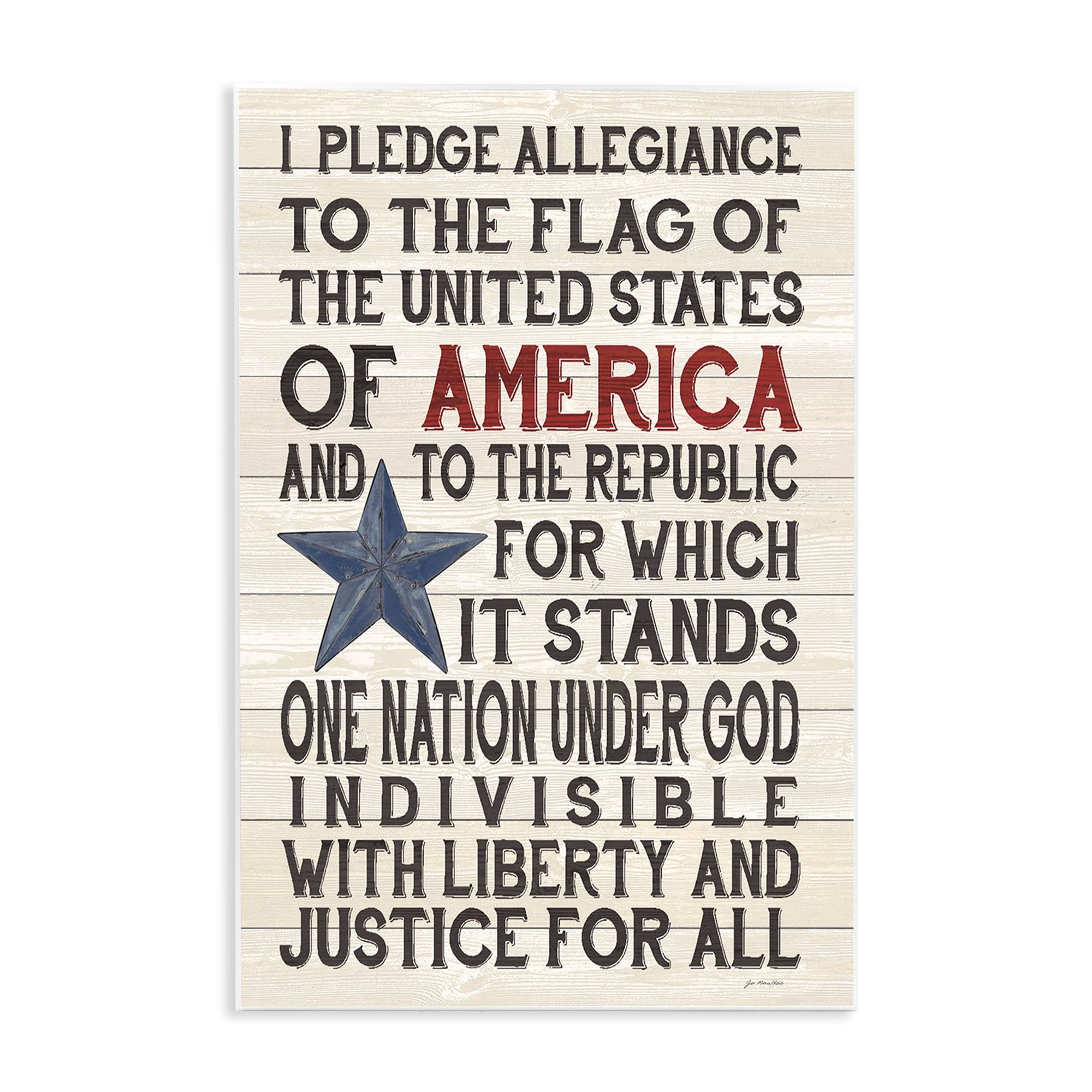 Stupell Industries Pledge of Allegiance Patriotic Inspirational Painting Unframed Art Print Wall Art, 13 x 19