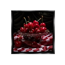 Stupell Industries Plump Cherries Still Life Food & Beverage Painting Black Floater Framed Canvas Art Print Wall Art, 18 x 18