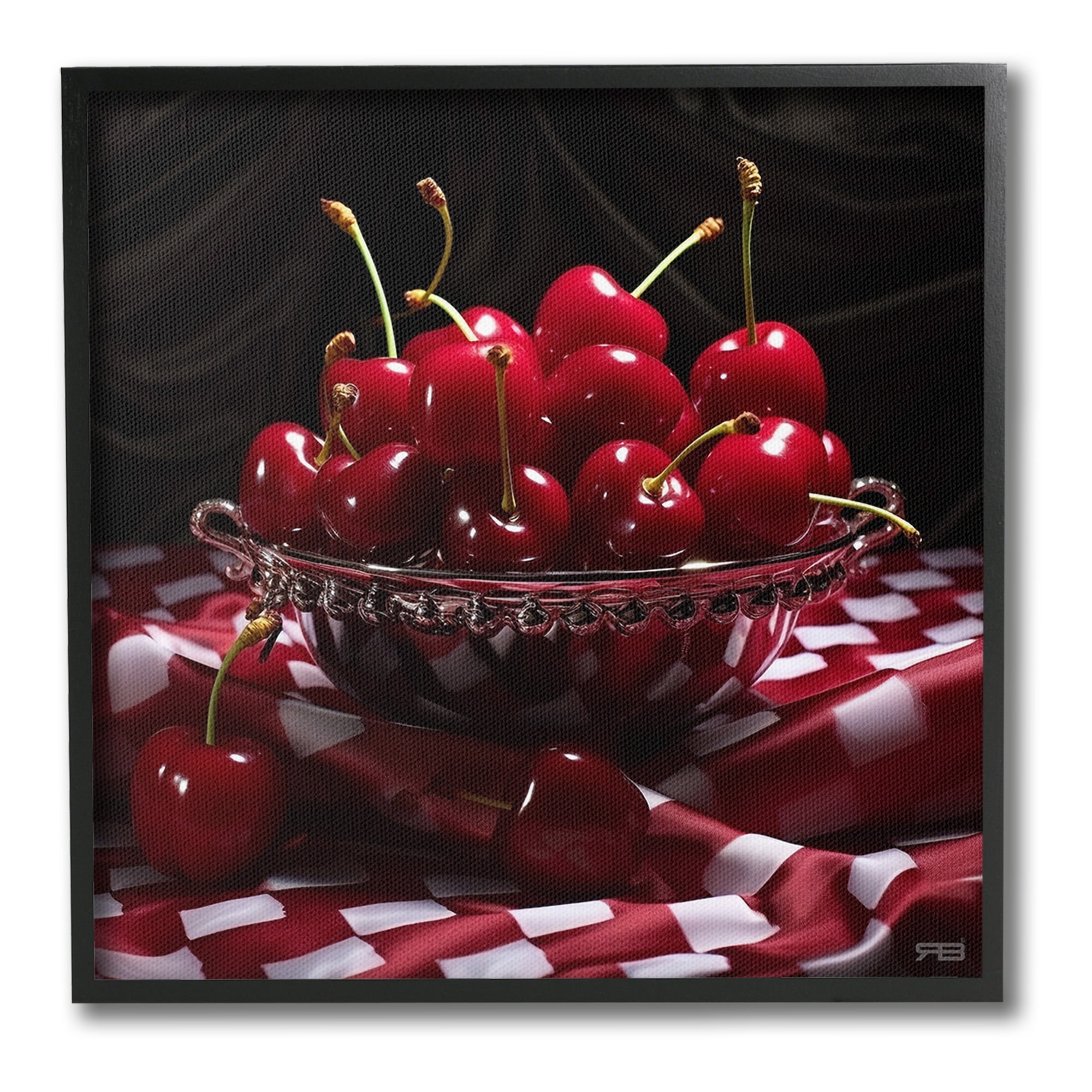 Stupell Industries Plump Cherries Still Life Food & Beverage Painting Black Framed Art Print Wall Art, 24 x 24