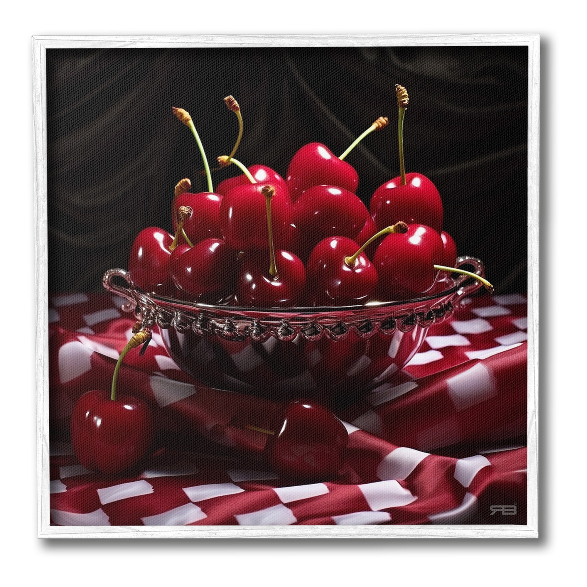 Stupell Industries Plump Cherries Still Life Food & Beverage Painting White Framed Art Print Wall Art, 17 x 17