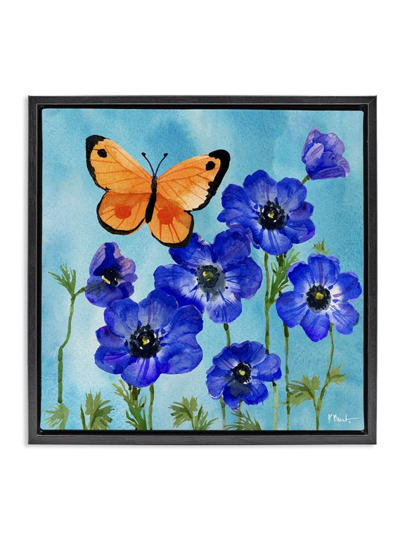Industries Farmhouse Poetic Monarch Butterfly Black Floating Frame Canvas Art, 25 x 25, by Paul Brent
