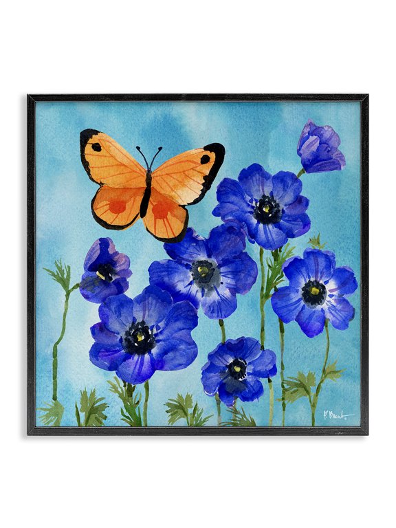 Industries Farmhouse Poetic Monarch Butterfly Black Framed Giclee Art, 12 x 12, by Paul Brent