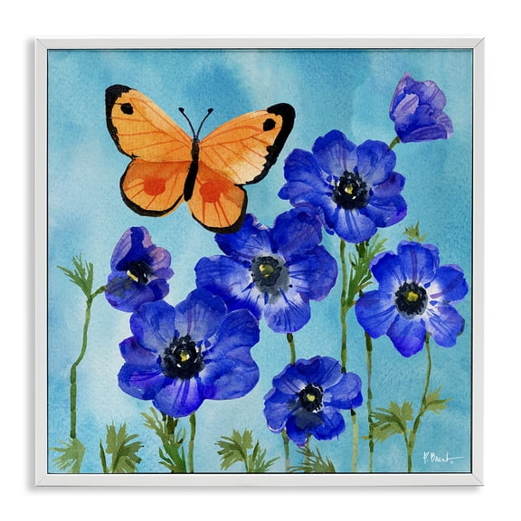 Stupell Industries Poetic Monarch Butterfly Floral Painting White Framed Art Print Wall Art, 24 x 24