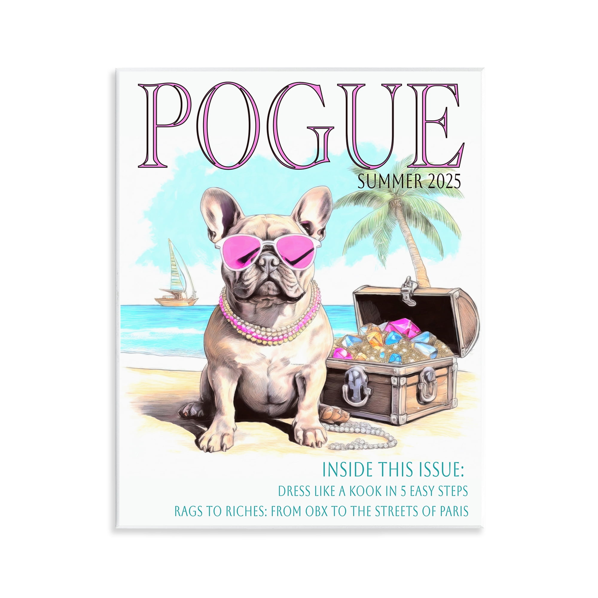 Stupell Industries Pogue Summer Dog Fashion Wall Plaque Art, design by Grotto Studios