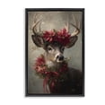 thumbnail image 1 of Stupell Industries Traditional Poinsettia Christmas Deer Black Floating Frame Canvas Art, 21 x 31, by Tina LeCour, 1 of 8