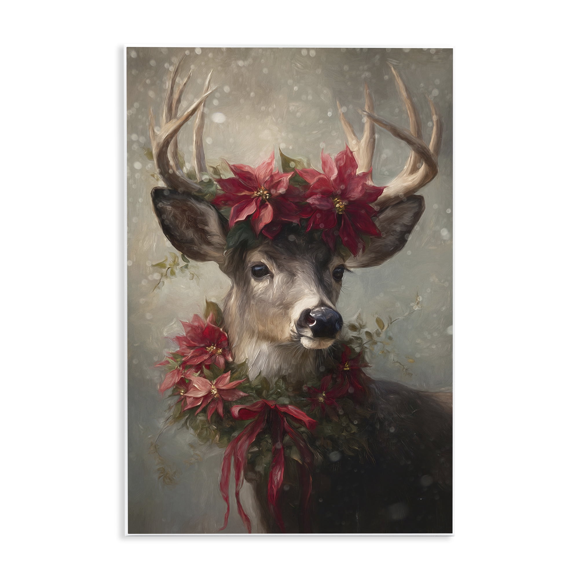 Stupell Industries Poinsettia Christmas Deer Wall Plaque Art, design by Tina LeCour