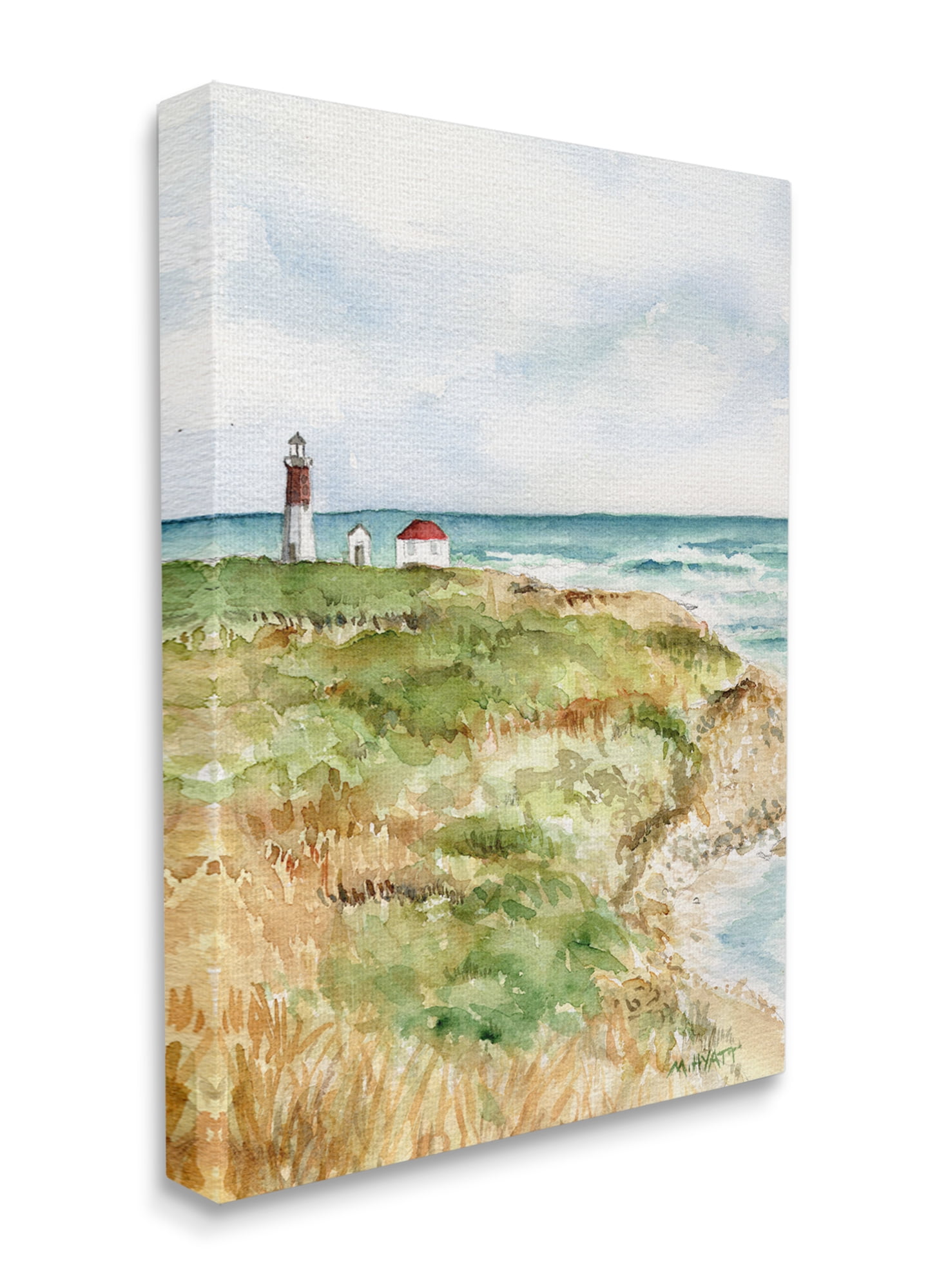 Stupell Industries Point Judith Cliffside Lighthouse Coastal Landscape Canvas Wall Art, 16 x 20, Design by Melissa Hyatt LLC