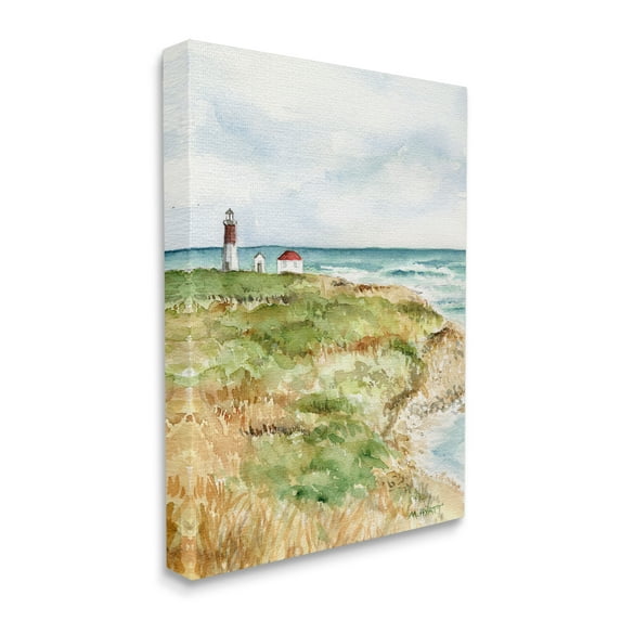 Stupell Industries Point Judith Cliffside Lighthouse Coastal Landscape Canvas Wall Art, 24 x 30, Design by Melissa Hyatt LLC