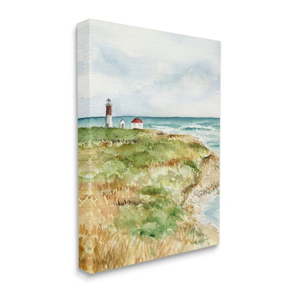 Stupell Industries Point Judith Cliffside Lighthouse Coastal Landscape Canvas Wall Art, 30 x 40, Design by Melissa Hyatt LLC