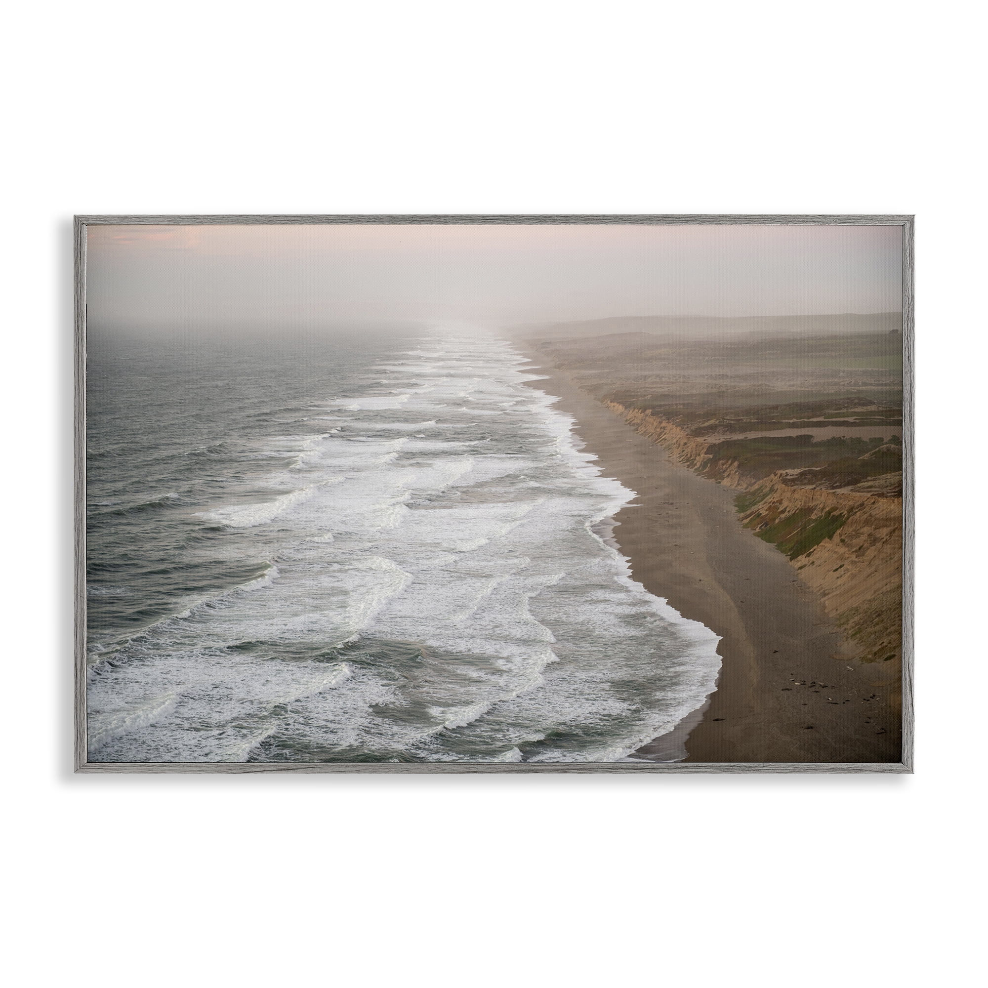 Stupell Industries Point Reyes Receding Shoreline Nautical & Beach Photography Gray Framed Art Print Wall Art, 18 x 12