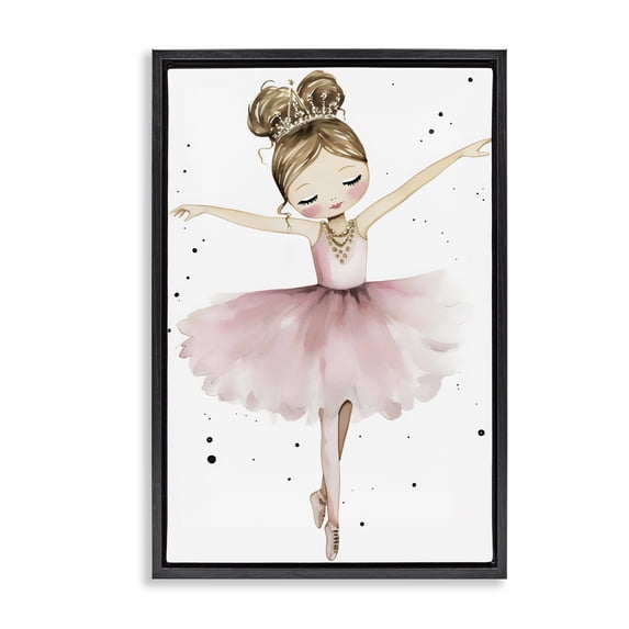 Stupell Industries Cottage Pointe Princess in Pink Tutu Black Floating Frame Canvas Art, 17 x 25, by Creative Studio