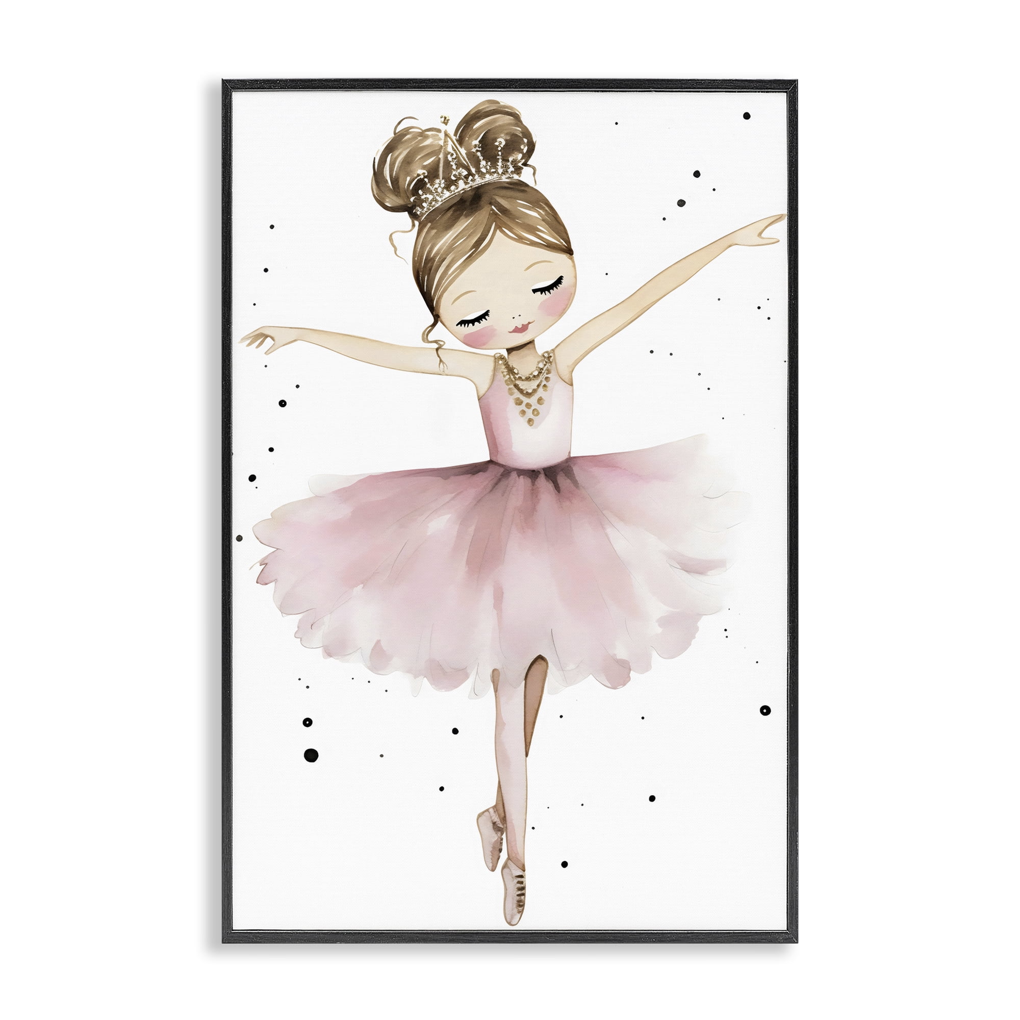 Stupell Industries Pointe Princess in Pink Tutu Black Framed Giclee Art, design by Creative Studio