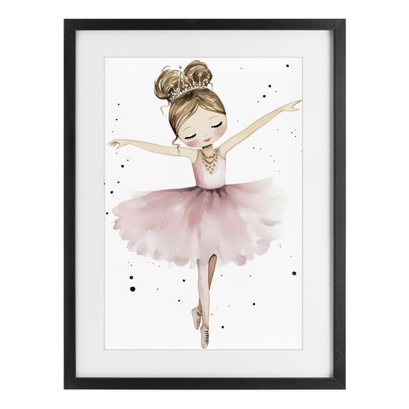 Stupell Industries Cottage Pointe Princess in Pink Tutu Black Framed Print Under Glass, 14 x 20, by Creative Studio