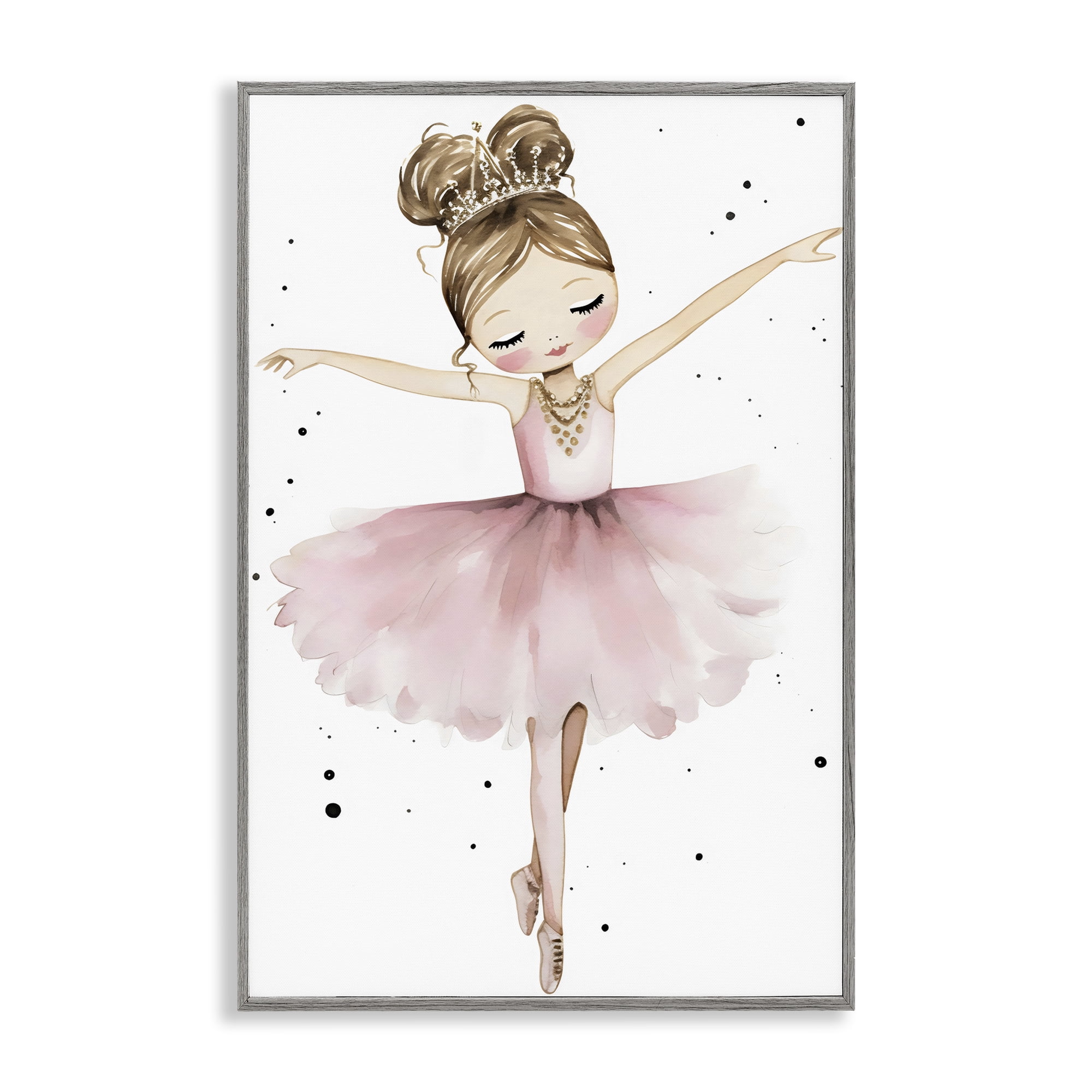 Stupell Industries Pointe Princess in Pink Tutu Gray Framed Giclee Art, design by Creative Studio