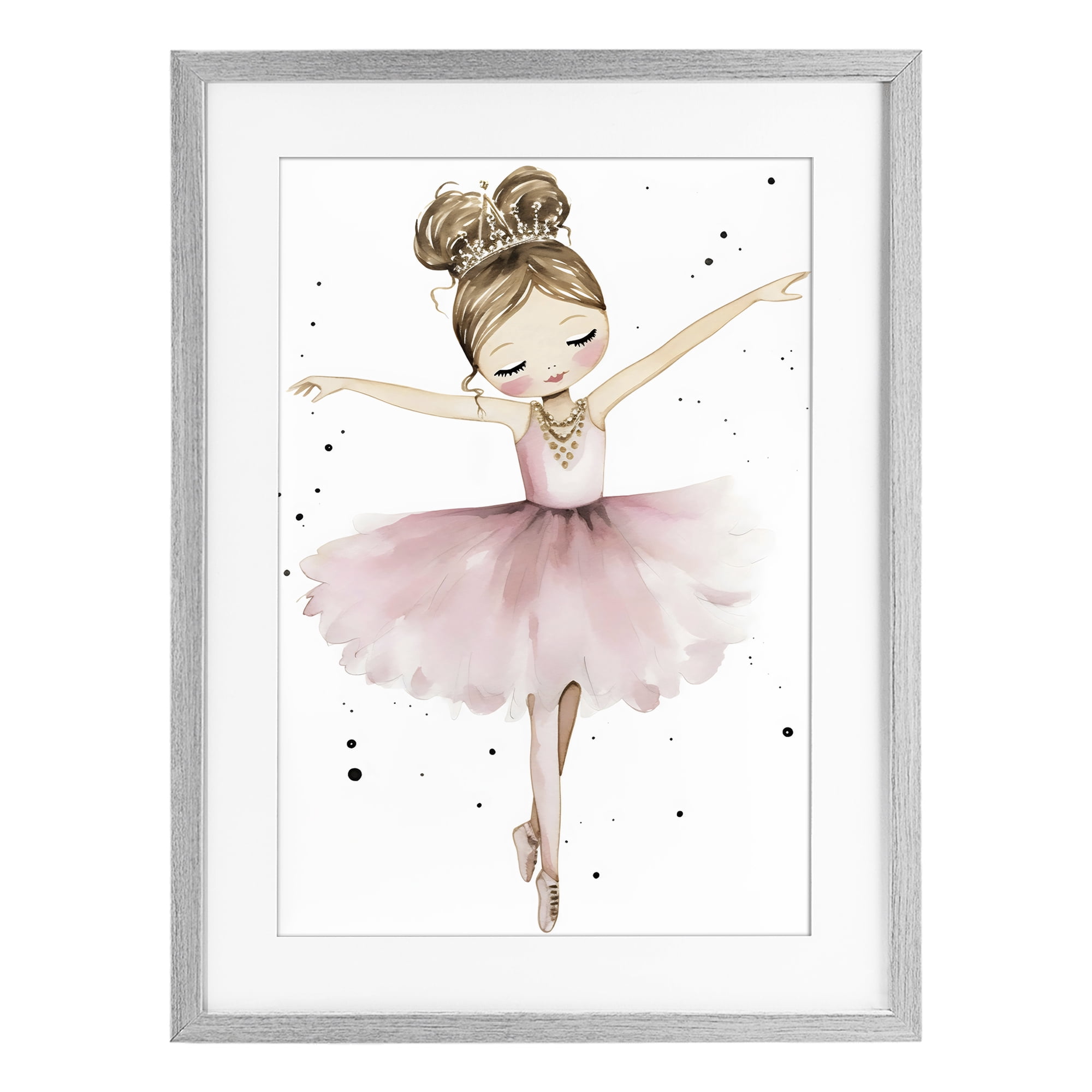 Stupell Industries Pointe Princess in Pink Tutu Gray Framed Print Under Glass, design by Creative Studio