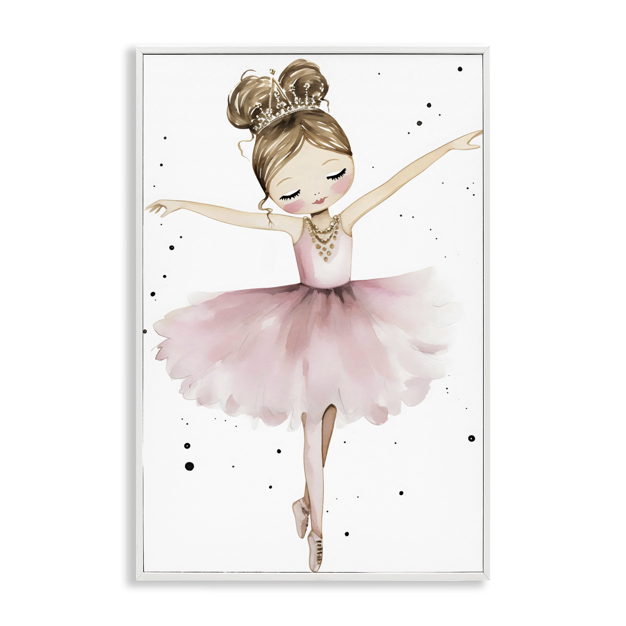 Stupell Industries Pointe Princess in Pink Tutu White Framed Giclee Art, design by Creative Studio