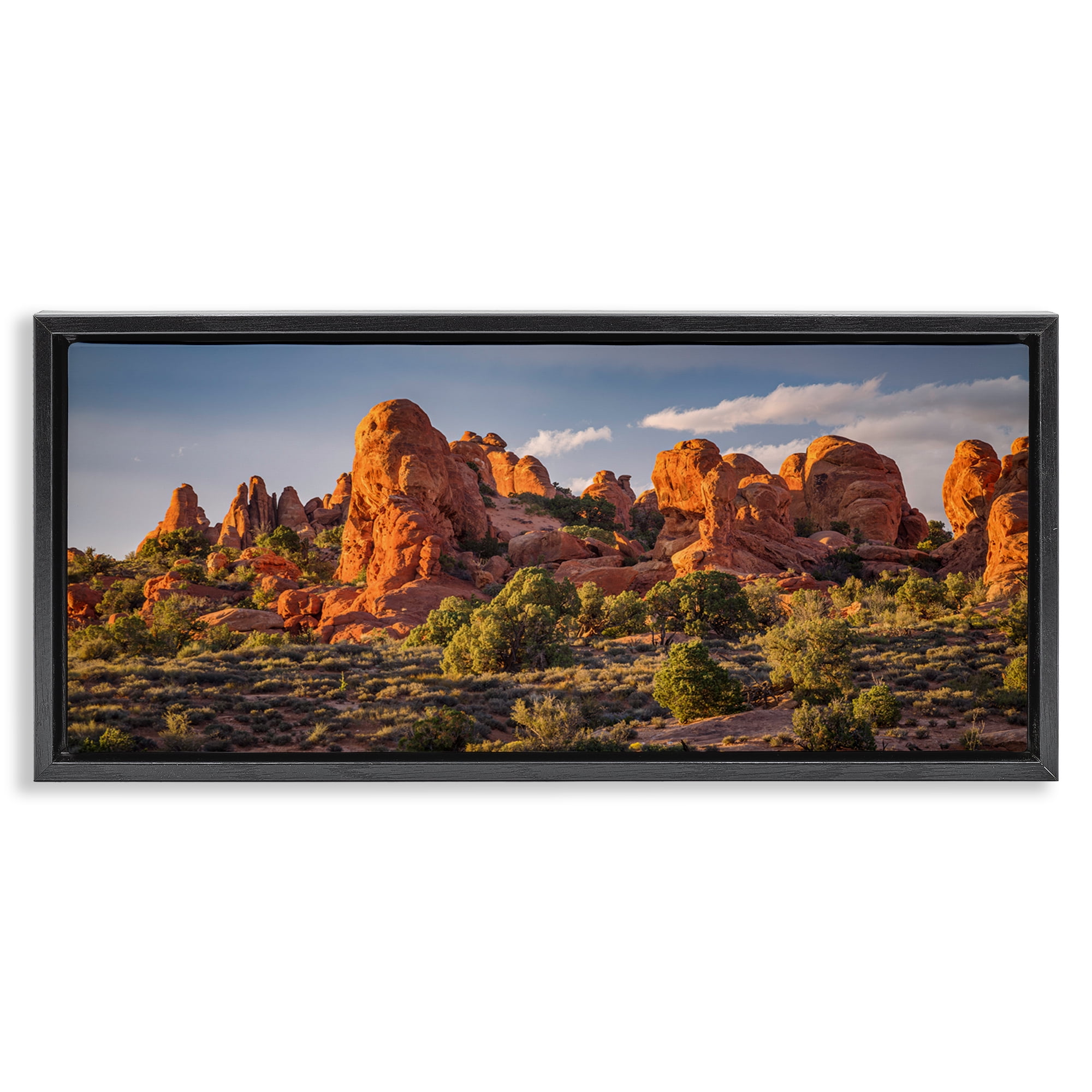 Stupell Industries Pointed Canyon Buttes Landscape & Nature Photography Black Floater Framed Canvas Art Print Wall Art, 25 x 11