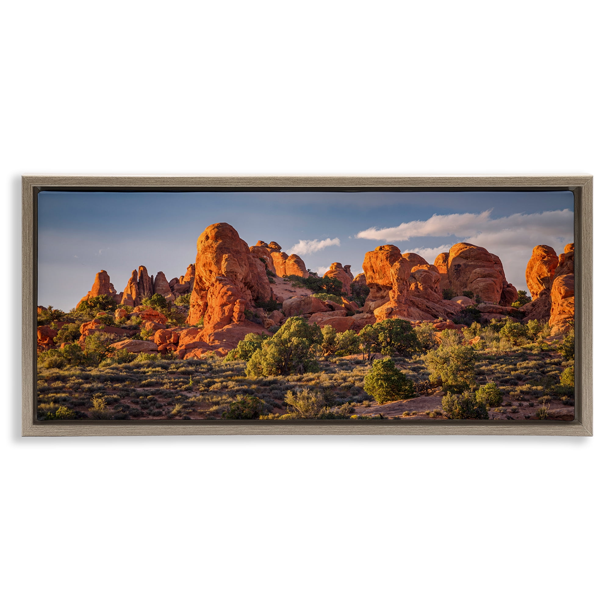 Stupell Industries Pointed Canyon Buttes Landscape & Nature Photography Brown Floater Framed Canvas Art Print Wall Art, 31 x 14