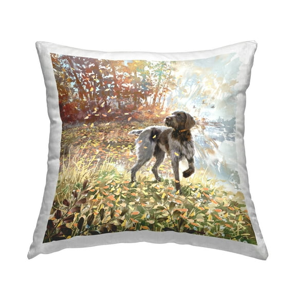 Stupell Industries Pointer Dog Lakeside Nature Scene Printed Throw Pillow Design by Pip Wilson