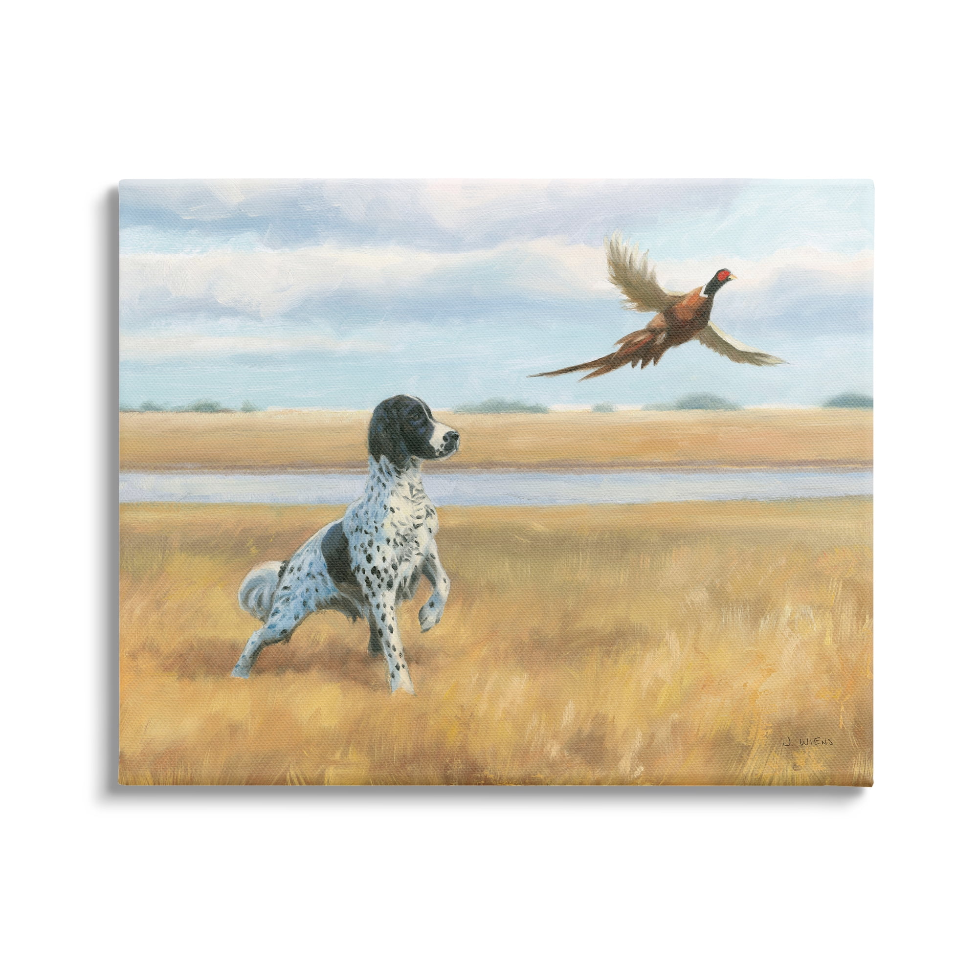 Large Canvas Art of Pointer Dog and Pheasant in Field