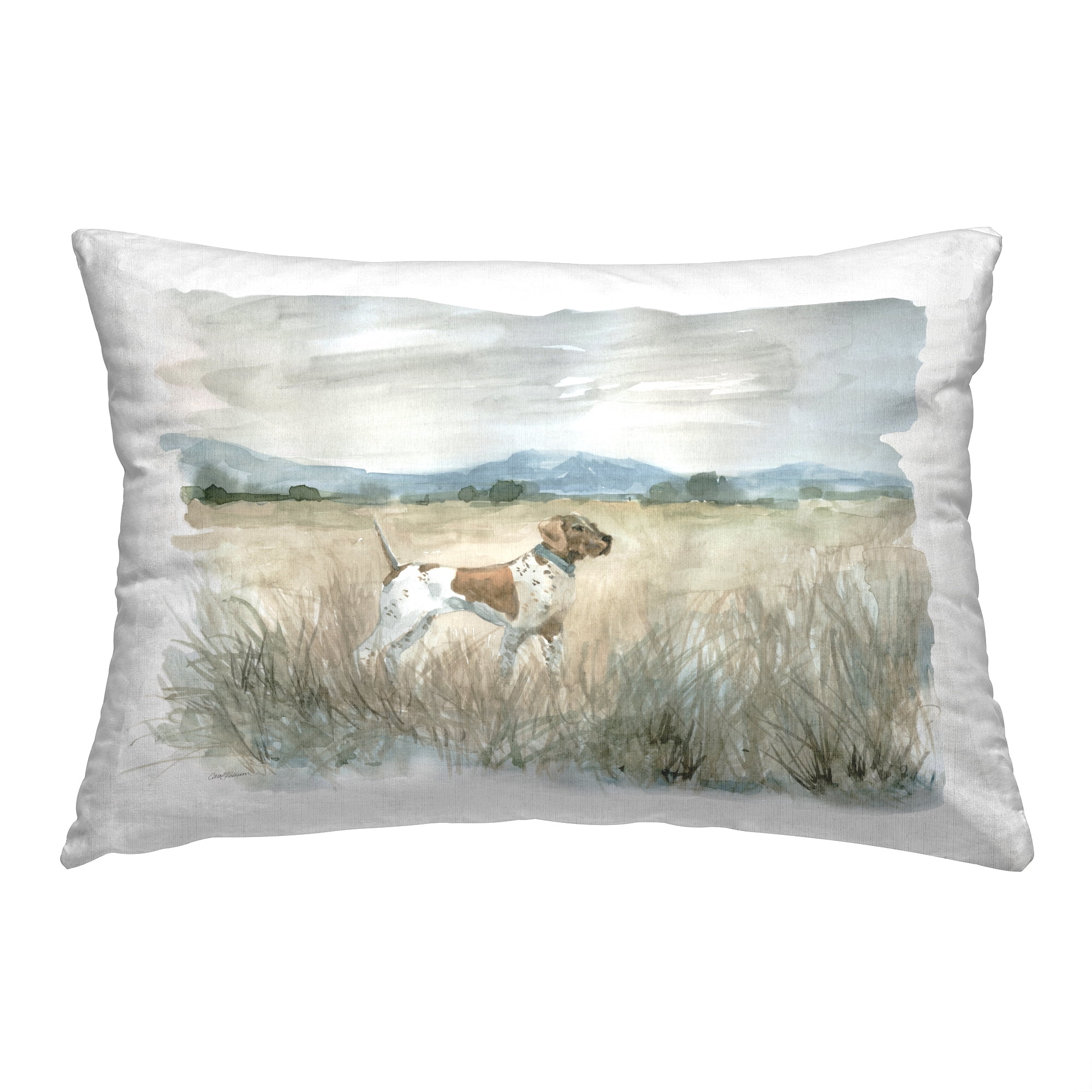 Stupell Industries Pointer Dog Rural Scenery Decorative Printed Throw Pillow, 14 x 20