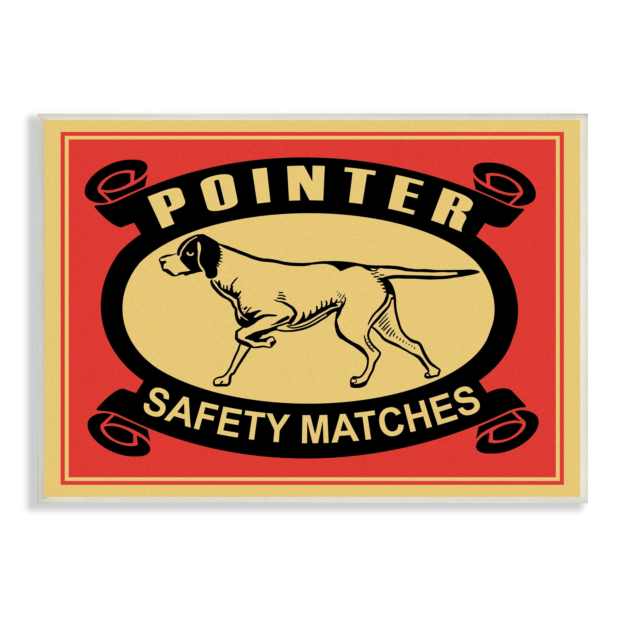 Stupell Industries Pointer Dog Safety Matches Vintage Advertisement Red Yellow, 10 x 15, Designed by Mark Rogan