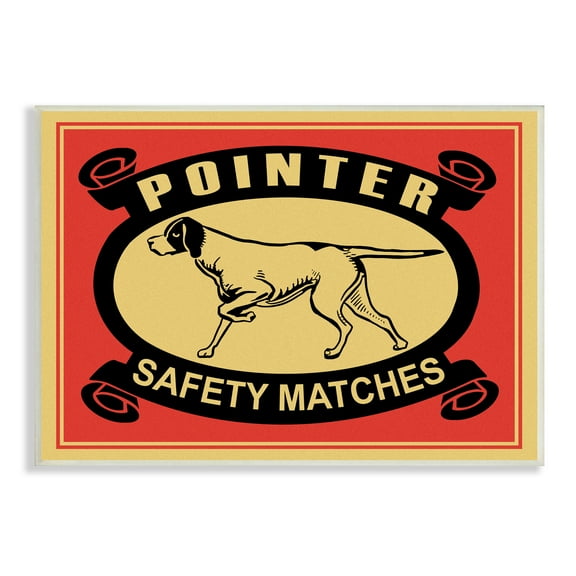 Stupell Industries Pointer Dog Safety Matches Vintage Advertisement Red Yellow, 13 x 19, Designed by Mark Rogan