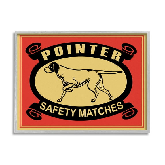 Stupell Industries Pointer Dog Safety Matches Vintage Advertisement Red Yellow, 24 x 30, Designed by Mark Rogan