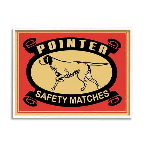 Stupell Industries Pointer Dog Safety Matches Vintage Advertisement Red Yellow, 24 x 30, Designed by Mark Rogan