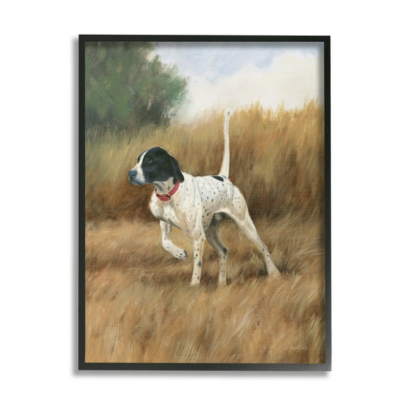 Stupell Industries Pointer Dog in Field Animals & Insects Painting Black Framed Art Print Wall Art, 11 x 14
