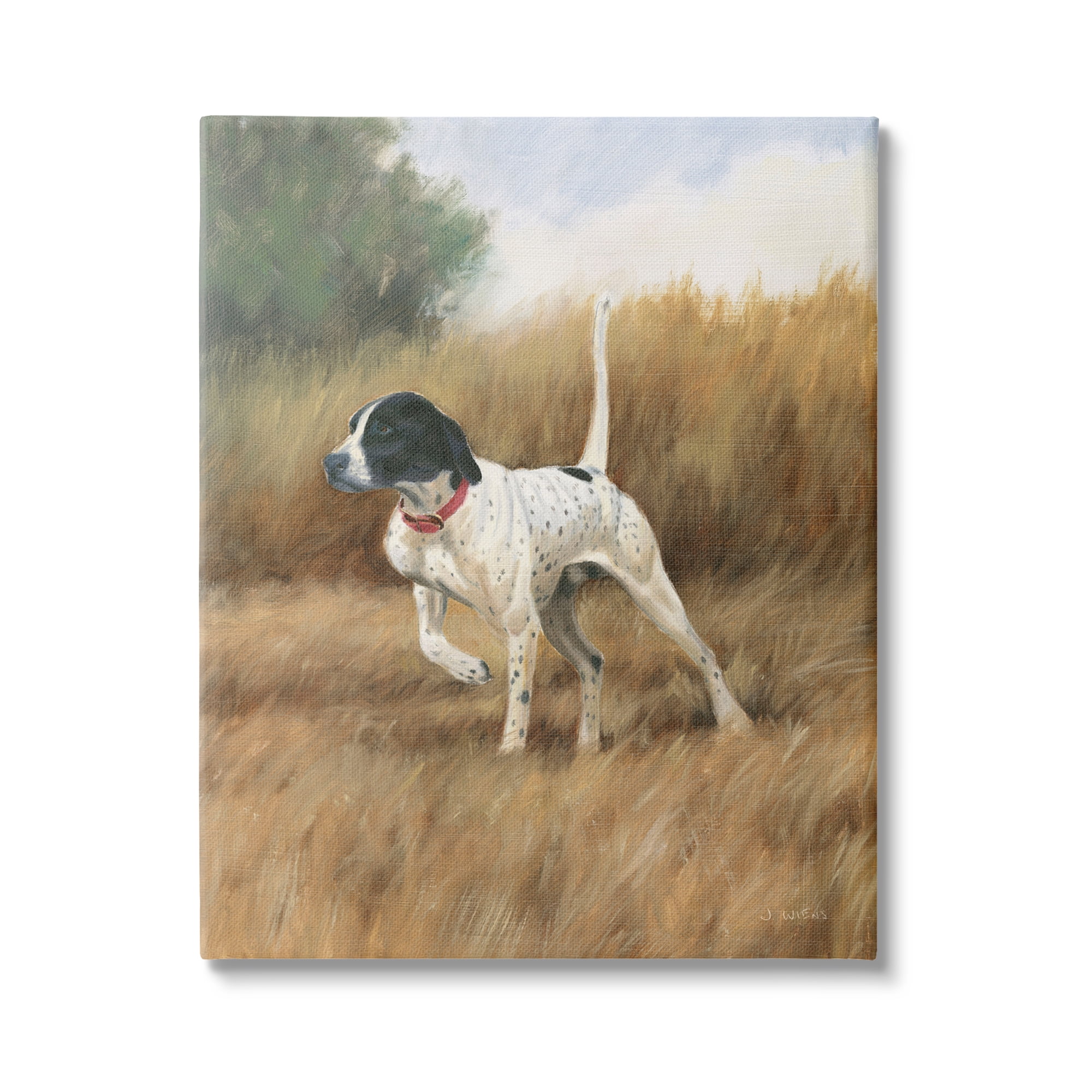 Stupell Industries Pointer Dog in Field Animals & Insects Painting Gallery Wrapped Canvas Print Wall Art, 36 x 48