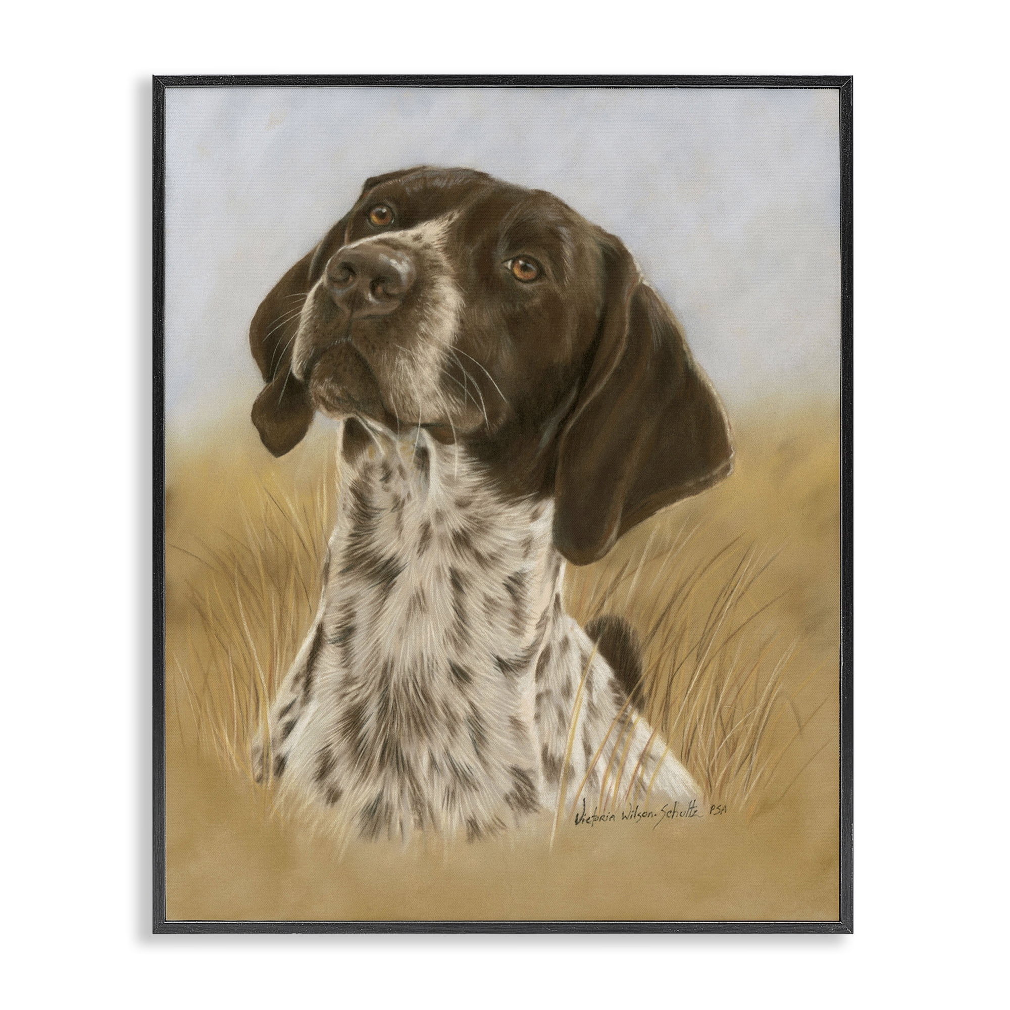 Stupell Industries Pointer Hunting Dog Animals & Insects Painting Black Framed Art Print Wall Art, 24 x 30